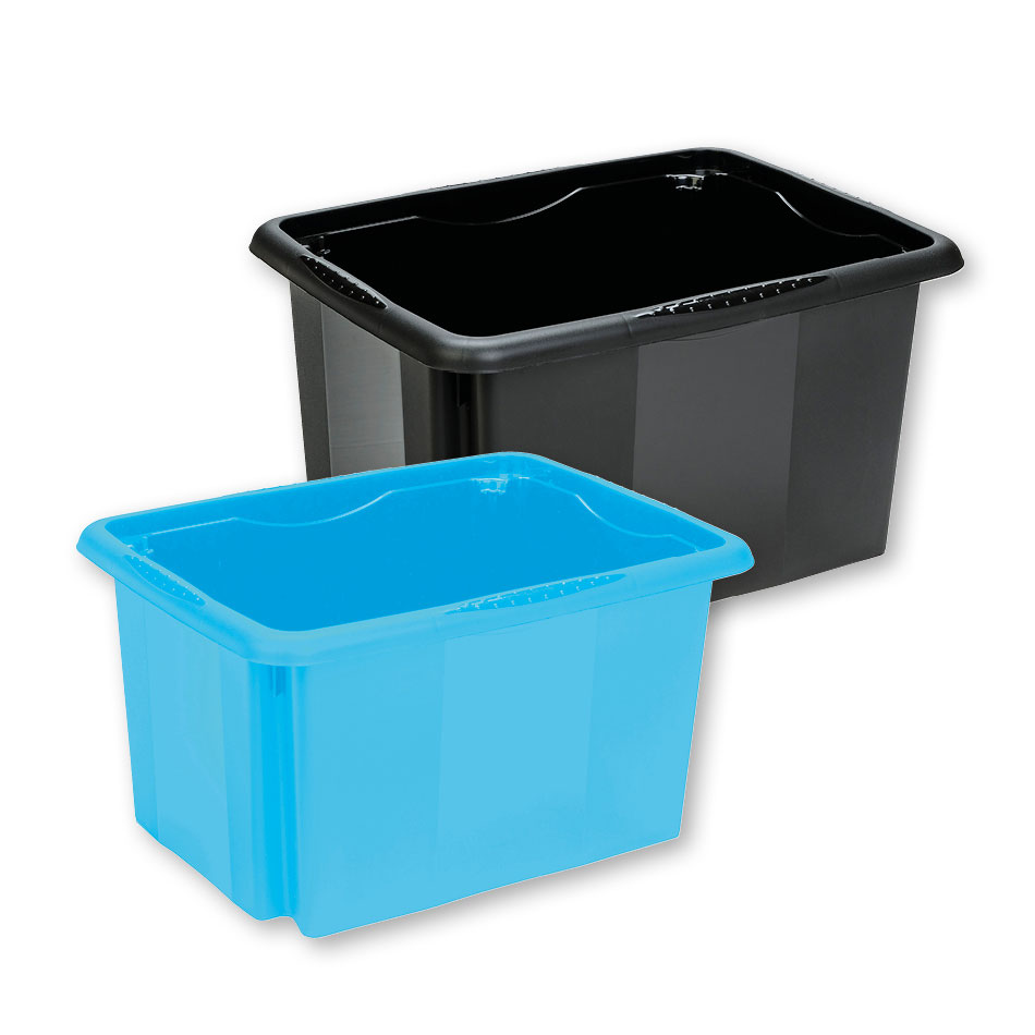 Stackable plastic trays.